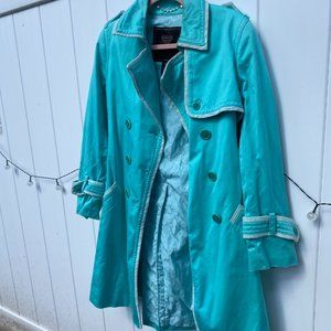 Teal/turquoise blue COACH trench coat